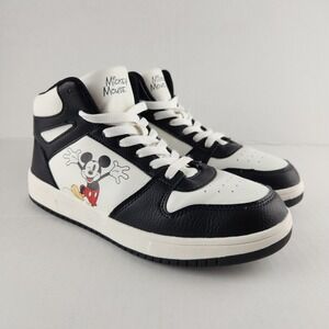 Disney Mickey Mouse Sneakers Womens 9.5 Black White High Top AW23 210911418 Logo